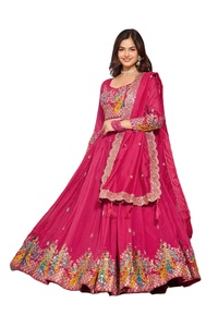 ชุดเลเฮนกาโชลีแบบดั้งเดิมของอินเดีย ตัดเย็บสำเร็จพร้อมใส่  งานแต่งงาน งานเลี้ยง  ผ้าออร์แกนซ่า ทรงเข้ารูป  ขายดีอันดับหนึ่ง - Product Image 2