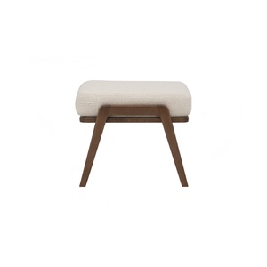 Premium White Ottoman <b>Stools</b> in Fabric Upholstery with Footrest for Living Room and Apartments - Product Image 5