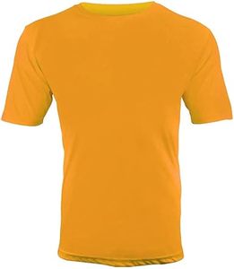 Camiseta Casual de Manga Corta para Hombre, Cuello Redondo, Color Amarillo Sólido, Corte Regular, Diseño Liso de Punto - Product Image 2