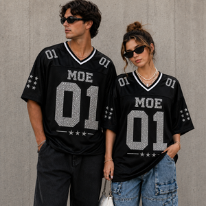 Camiseta Deportiva Personalizada Premium Unisex, Estilo Crop Top, con Número de Diamantes de Imitación, Jersey de Fútbol Americano, OEM, al por Mayor, Ligera, de Malla - Product Image 5