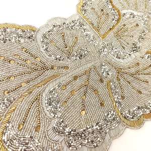 Elegant Embroidered Beaded 100% Polyester <b>Table</b> <b>Runner</b> Handmade Craftsmanship Waterproof Eco-Friendly for <b>Dining</b> <b>Table</b> - Product Image 5