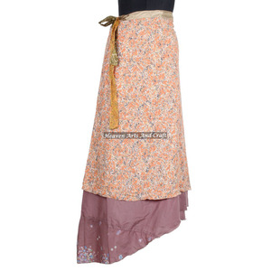 <b>Beach</b> Wear Vintage Silk Saree <b>Magic</b> 38" Long Length Wrap Vintage Silk Double Layer Reversible <b>Magic</b> Wrap Skirt Dress for Women - Product Image 4