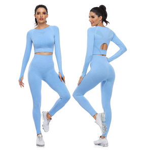Fitness Women and High Quality Sports Bra and <b>legging</b> <b>Cheap</b> price Tummy Control Seamless Ribbed <b>Leggings</b> Yoga Set - Product Image 1
