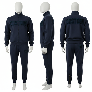 Conjunto Deportivo Verde de Diseño Personalizado, Sudadera con Cierre Completo y Cuello Alto, Pantalones Deportivos, Color Sólido, Ropa Casual de Otoño para Hombre - Product Image 6