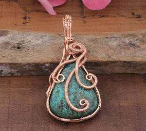 Pendentif vintage en zircon naturel serti de pierres, fil enroulé, argent sterling 925 plaqué platine, vente en gros, pierre précieuse bleu-vert - Product Image 3