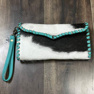 Cartera de Mano de Cuero Vacuno con Pelo Estilo Occidental para Mujer, Cartera Larga de Diseñador con Múltiples Compartimentos y Protección RFID, Monedero para Teléfono - Product Image 5