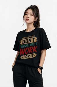 เสื้อยืดผู้หญิงฤดูร้อน สีกรมท่า ผ้าฝ้ายนุ่ม สวมใส่สบาย แขนสั้น ระบายอากาศได้ดี คุณภาพสูง ปรับแต่งได้ พิมพ์ลายซิลค์สกรีน แฟชั่น - Product Image 6