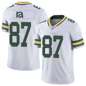 Maillots de football américain blancs pour hommes-Commande en gros-Ensemble respirant avec manches courtes Techniques imprimées - Product Image 1