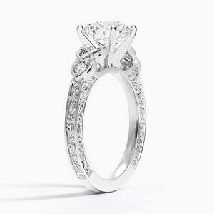 Beautiful Diamond <b>Ring</b> <b>Crafted</b> in Genuine 14K White Gold with Timeless Celtic Elegance and Diamond Details - Product Image 2