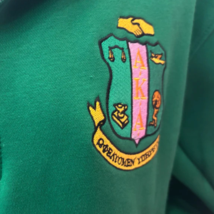 Sweat-shirt à demi-zip vert AKA Sorority Inc pour femme, avec lettres grecques, qualité supérieure, haut décontracté et sportif - Product Image 2