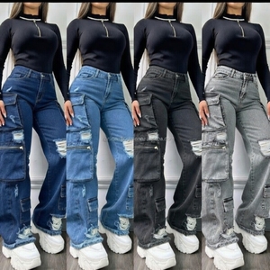 Jeans en denim de haute qualité pour femmes, coupe skinny, taille haute, respirants, style droit, décontractés - Product Image 2