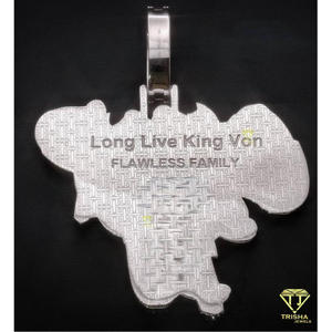 Collier pendentif personnalisé Trisha Jewels « Jay » en moissanite, plaqué or 18 carats, style hip-hop, argent, certifié GIA, cadeau personnalisé - Product Image 3
