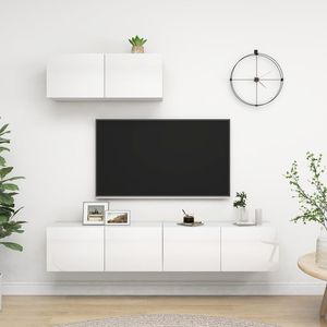 Set di 3 pezzi di armadi TV in legno bianco lucido per soggiorno - Product Image 1
