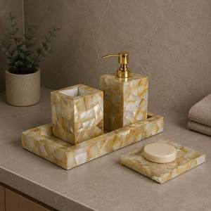 Contemporary Luxury Natural Bone Inlay <b>Bathroom</b> <b>Accessories</b> <b>Set</b> Tissue Holder Handmade <b>Bathroom</b> Essential Wholesale Manufacturer - Product Image 6
