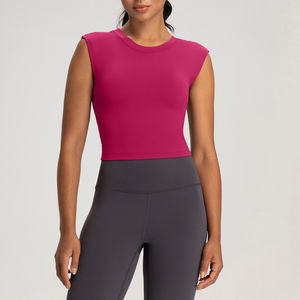 Camiseta sin mangas deportiva ajustada de punto transpirable para mujer, con espalda hueca, ideal para yoga y uso casual de verano. - Product Image 1