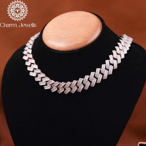 Charm Jewells Moissanite <b>Statement</b> <b>Necklace</b> Brilliant Cut Geometric Link Chain 14K Gold Plated 925 Silver IGI Certified Hip Hop - Product Image 4