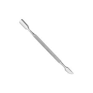 Removedor de Cutículas Profesional de Acero Inoxidable, Doble Punta, Mango Estriado Plateado, Raspador de Piel Muerta para Manicura y Pedicura - Product Image 1