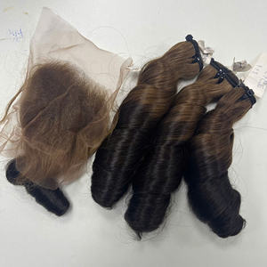 ผมต่อแบบม้วนคู่สีน้ำตาลสุดๆแบบกระจุกคู่ทำจากผ้าลูกไม้ของมนุษย์แท้จากเวียดนาม100% - Product Image 3