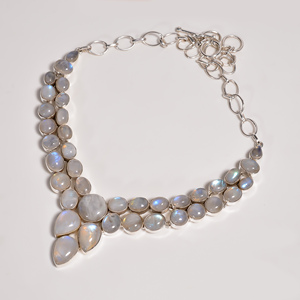 Collar llamativo de piedra lunar arcoíris natural, plata de ley 925, chapado en oro rosa y oro amarillo, joyería hecha a mano, aniversario - Product Image 6