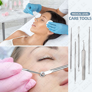 OEM Private Label Stainless Steel Acne Extractor Kit Professional Blackhead Remover <b>Tools</b> with PU Storage <b>Case</b> - Product Image 6