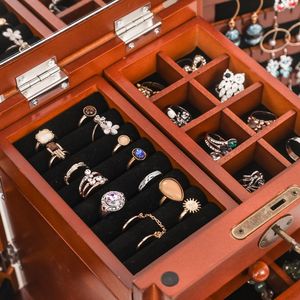 Portagioie Artigianale in Legno a 5 Strati Marrone con 4 Cassetti - per Conservare i Tuoi Preziosi Gioielli - Product Image 4