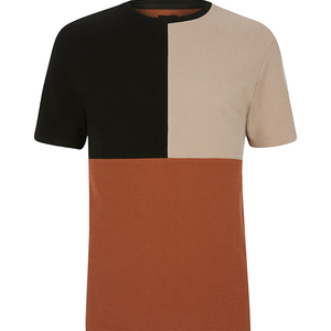 Camiseta de Manga Corta para Hombre, Cuello Redondo, Diseño Color Block, Estilo Casual, Corte Regular, Ribete en Contraste, 100% Algodón, Secado Rápido - Product Image 3