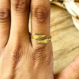 Top Choice Boho Fern Leaf Ring Brass Rings For Women 18k Gold Plated Bypass <b>Wrap</b> Floral Jewelry For Wholesale/OEM/ODM - Product Image 6