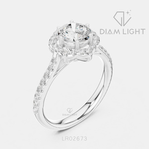 Bague de fiançailles en or blanc 14 carats avec halo de diamants de laboratoire de 1,147 carats, coupe ronde, bague de mariée, certifiée IGI, bijoux fins, idéale pour offrir - Product Image 2