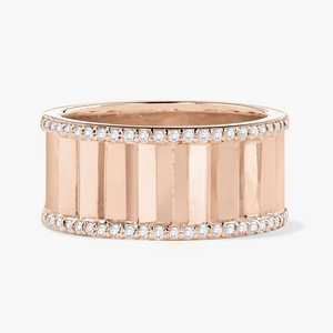 Bagues larges texturées à motif losanges cannelés, style éternité, pour superposition, en or massif 14k 18k, avec diamants de laboratoire ronds, bijoux fins - Product Image 4