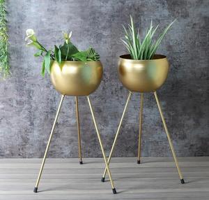 Modern Gold Metal Planters Set Round Flower <b>Stands</b> Indoor Decorative <b>Vases</b> Minimalist Design for Home Use - Product Image 6