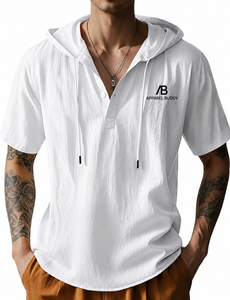 Camiseta de Manga Corta Casual para Hombre, Marca AMY, 100% Algodón, Corte Regular, Lisa, con Logotipo Personalizado al por Mayor - Product Image 4