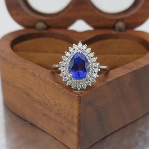 Natural Tanzanite Prong Cocktail <b>Ring</b> White 14k Gold Pear Cut Engagement Wedding Gift <b>Ring</b> Women Luxury Christian Fine Jewelry - Product Image 2