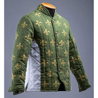 Gambeson rembourré médiéval en coton respirant bicolore vert et blanc, sur mesure, style Renaissance, OEM ODM