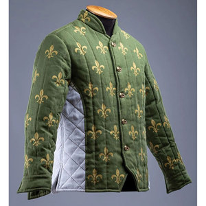 Breathable Two-Tone Green White Cotton Medieval Padded Gambeson Custom Coat <b>Jacket</b> Renaissance Custom OEM ODM - Product Image 2