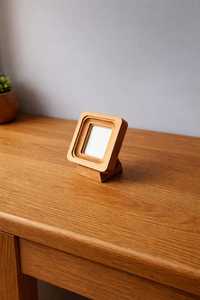 Handcrafted wooden gold <b>frame</b> on a stand made of natural wood - Product Image 4