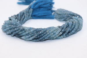 100% Natural Blue Aquamarine Rondelle Beads Piedra preciosa Musgo Facetado Piedras preciosas sueltas para la fabricación de joyas - Product Image 4