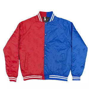 Chaqueta Varsity de Alta Calidad para Hombre en Rojo y Azul con Cierre de Botones, Corte Regular, Cuello Alto, Estilo Casual, Ropa de Invierno - Product Image 2