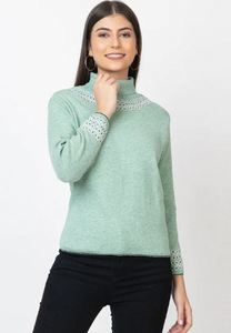Suéter casual de punto suave premium con cuello alto para mujer, ideal para el invierno, cálido y con cuello simulado, a precio mayorista por proveedor. - Product Image 2