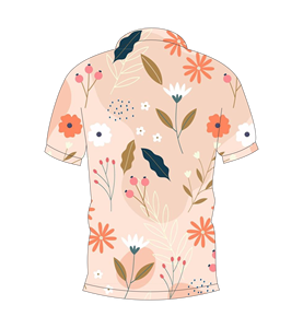 Polo pour homme à imprimé floral pastel, décontracté, à manches courtes, motif botanique pêche, pour l'été, pour le golf - Product Image 2