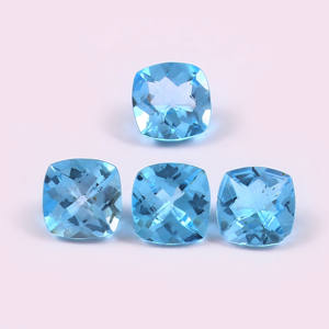 Topacio Azul Suizo Natural de 4x4 mm, Corte Cuadrado Cojín, Facetado, Calibrado, Gema Suelta para Joyería, Lote al por Mayor - Product Image 1