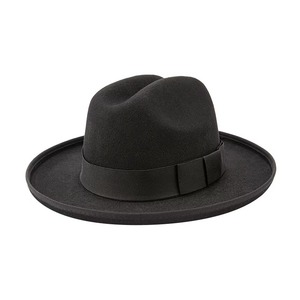 Sombrero de mujer personalizable para primavera/verano, de lana australiana, con cintas negras y cadena, ala ancha, para fiestas, sombrero sólido de EVA - Product Image 1
