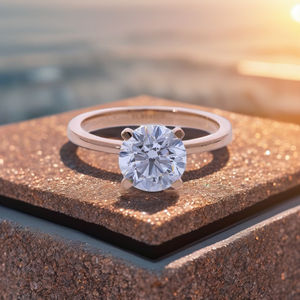 Anillo de compromiso de solitario de diamante cultivado en laboratorio de oro de 14 quilates, Diamante CVD brillante redondo de 2 quilates, joyería nupcial minimalista clásica - Product Image 1