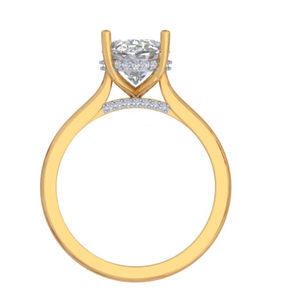 Bague de fiançailles solitaire classique en or jaune 14 carats plaqué or, diamant de laboratoire taille ovale, halo caché, certifiée IGI, pour femme - Product Image 2