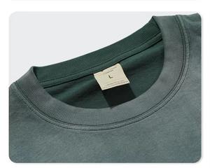 T-shirt pour homme de luxe à étiquette privée, coupe oversize, épaules tombantes, logo personnalisé, vierge, épais 300 g/m², délavé à l'acide - Product Image 6