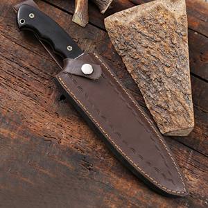 Cuchillo Bowie de Hoja Fija de Acero de Damasco Forjado a Mano con Funda, Cuchillo de Caza y Camping OEM Personalizado de Espiga Completa con Mango de Micarta - Product Image 6