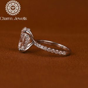 Bague de Fiançailles et d'Éternité Classique pour Femme Charm_Jewells en Argent Plaqué Or Rose 18K avec Moissanite Taille Coussin et Sertissage à Griffes IGI - Product Image 5