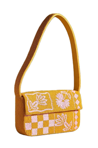 Sac à bandoulière brodé de perles multicolores fait main, poignée jaune, pochette bohème d'été, sac à main perlé pour femme, cadeau de fête - Product Image 3