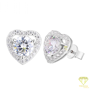 Pendientes de Corazón con Diamantes Cultivados en Laboratorio, Plata de Ley 925 con Acabado en Tono Dorado, Joyería Elegante y Brillante para Mujer, Venta al Por Mayor - Product Image 2