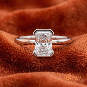 White Gold Polished Radiant <b>Solitaire</b> – Sleek Architectural Half-Bezel Promise <b>Ring</b> Radiant Cut Half-Bezel <b>Solitaire</b> <b>Ring</b> - Product Image 1