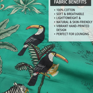 Bata de Baño de Algodón con Estampado de Selva, Larga, Cuello en V, Tipo Kimono, con Cintura Ajustable, Mangas Largas, Bata Tropical para Mujer - Product Image 6